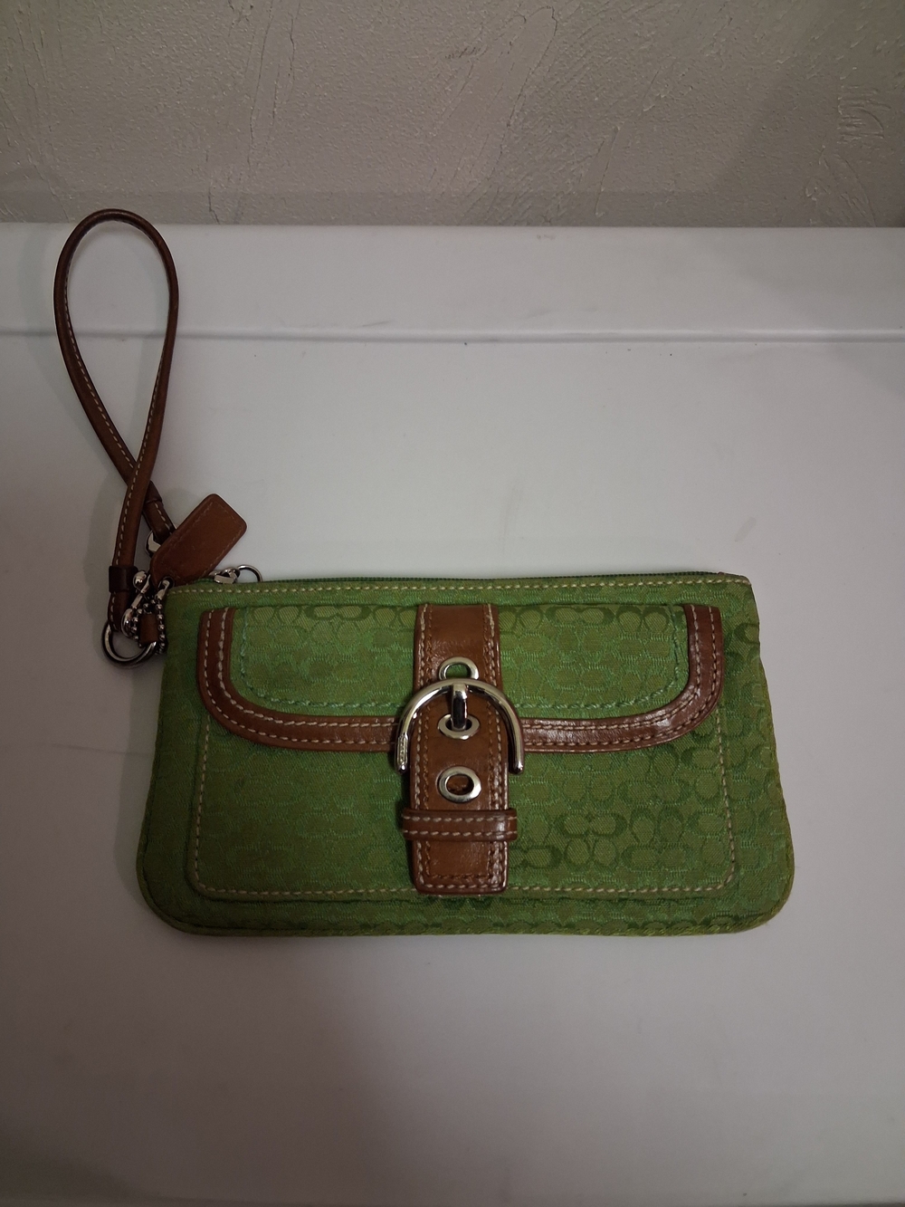 Vintage Coach Green Soho Wristlet